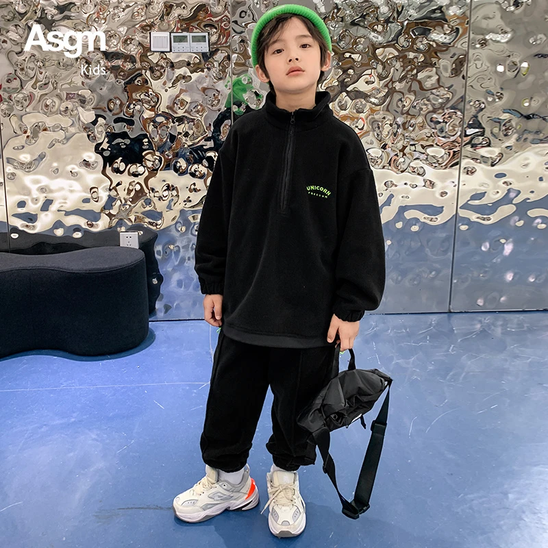 Asgm童装男童运动套装潮童春装秋装2023新款薄款中大童休闲套装潮