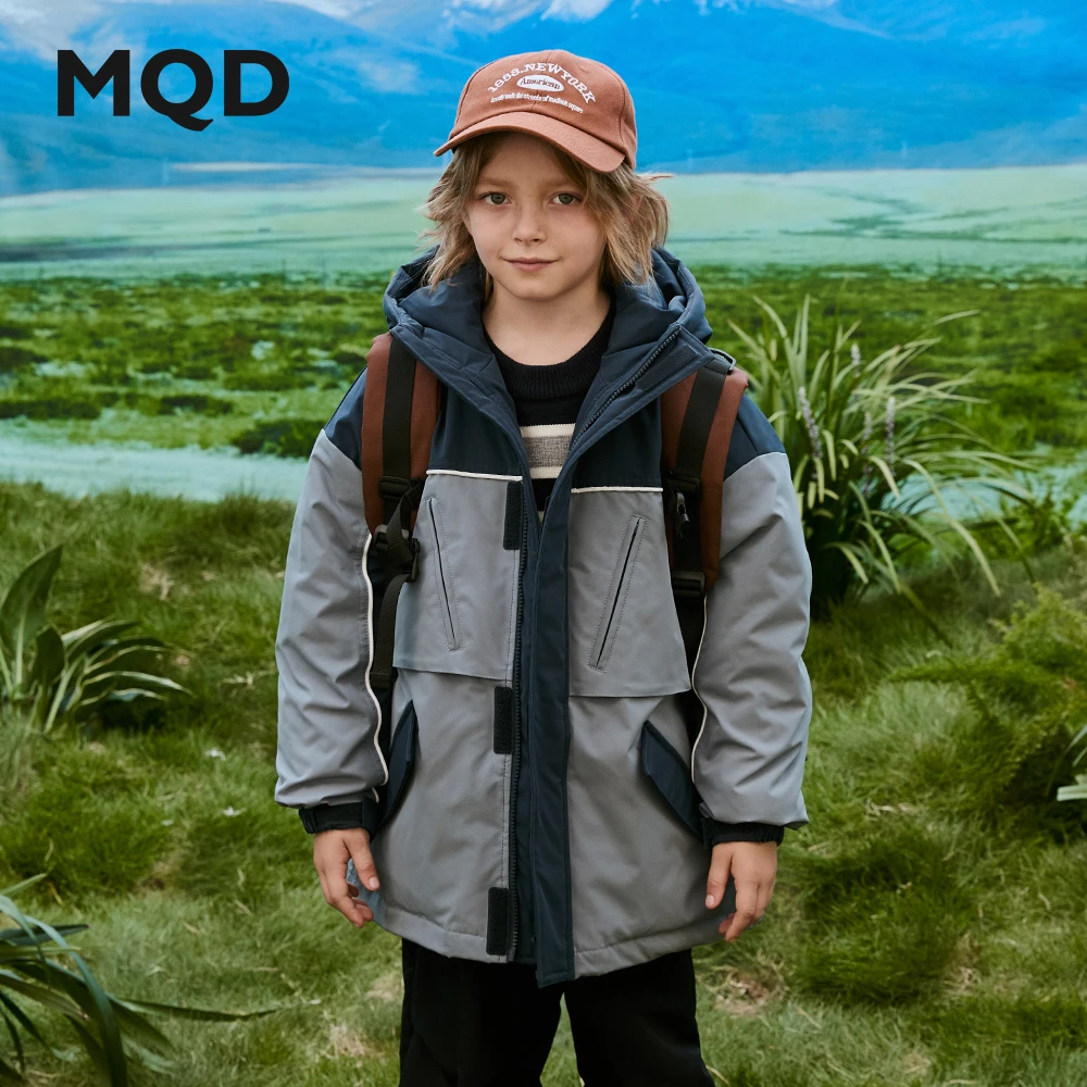 MQD25年新款中大童90白鸭绒羽绒服防风保暖秋冬连帽防水休闲户外