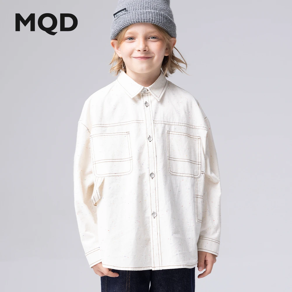 MQD童装男童衬衫马骑顿春秋装长袖时尚上衣衬衣儿童长袖衬衣休闲