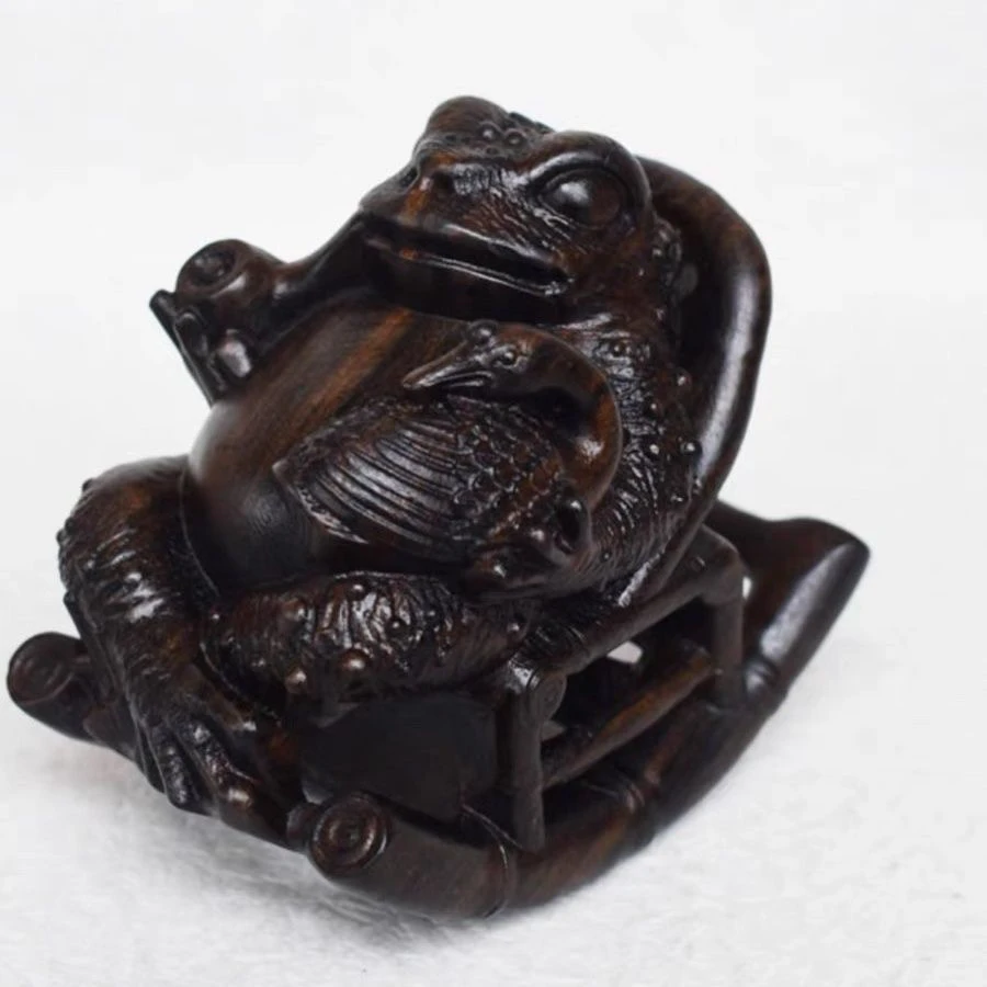 癞蛤蟆想吃天鹅肉6cm，梦想成真，木雕精工雕刻