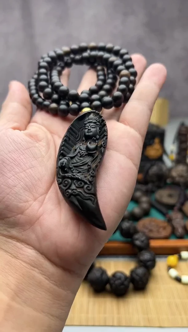 【闪购商品】贡木月牙观音吊坠赠送108颗29.99
