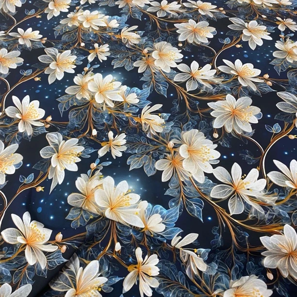 重磅棉绸.夜空中的星.立体感花型.春夏连衣裙旗袍面料