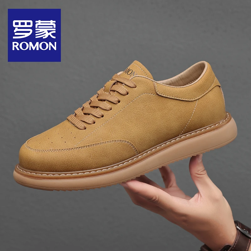 Romon/罗蒙男鞋真皮休闲鞋男百搭潮流牛皮鞋子透气新款秋冬男鞋