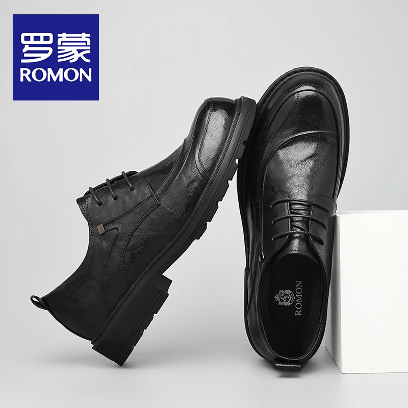 Romon/罗蒙头层羊皮休闲皮鞋男士软底软面正装商务鞋真皮高档男鞋
