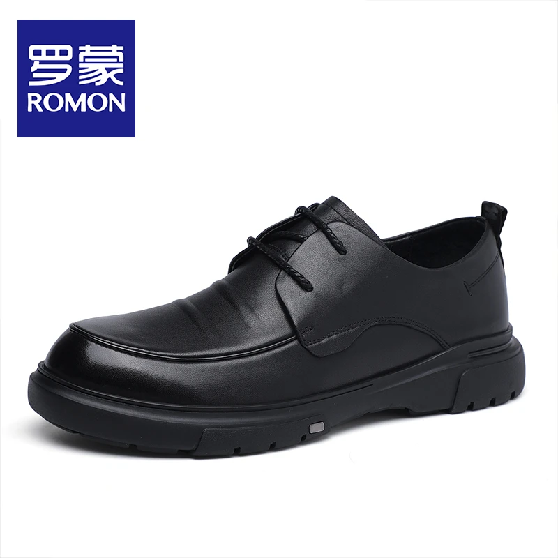Romon/罗蒙男士商务皮鞋头层牛皮真皮男鞋休闲百搭透气上班男鞋