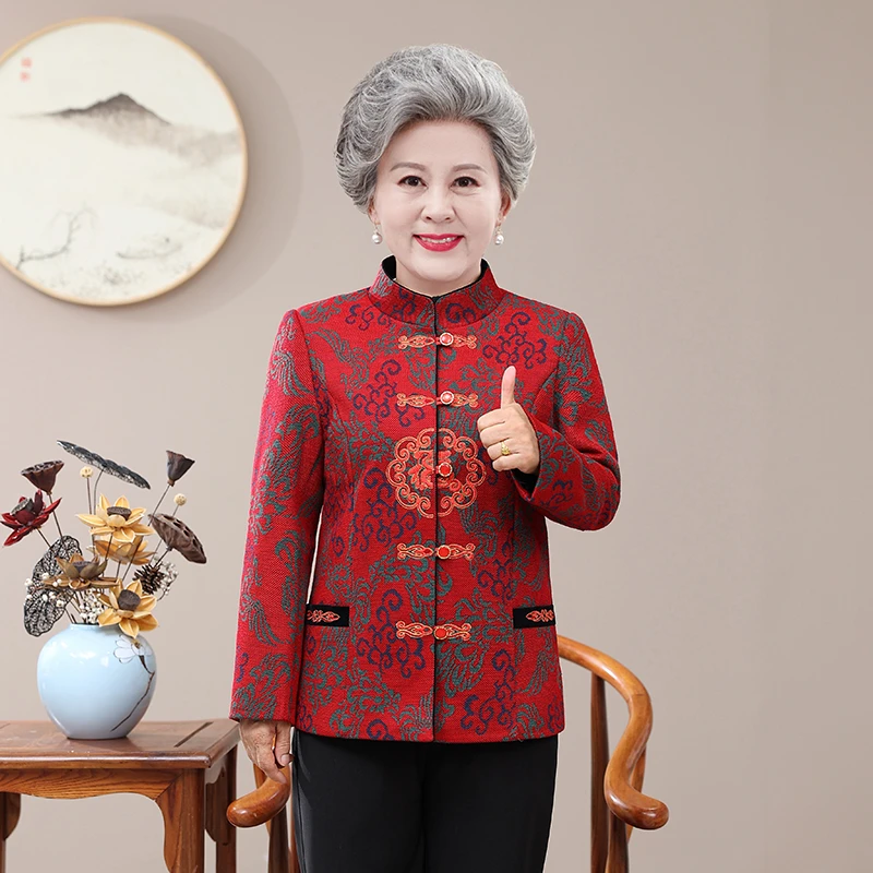 中老年冬季奶奶装唐装外套生日过寿妈妈老人上衣老太太喜妈妈外套