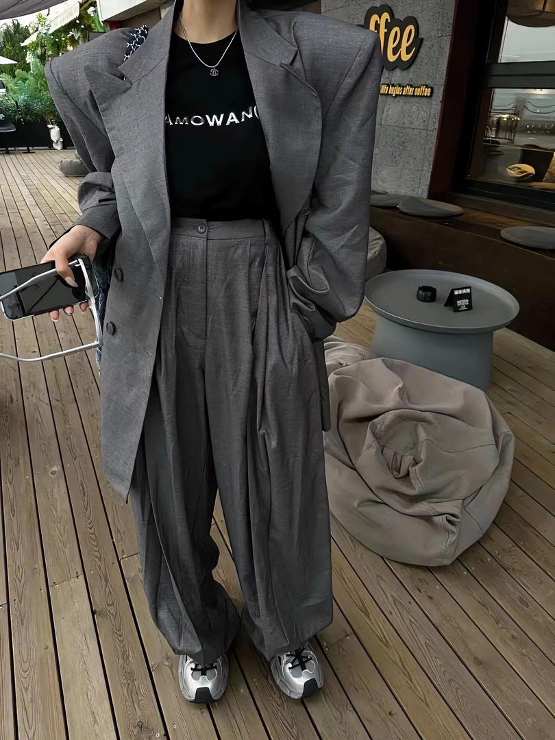 泡菜韩版夏季潮流设计感韩美式时尚百显瘦上衣宽松阔腿牛仔裤集合