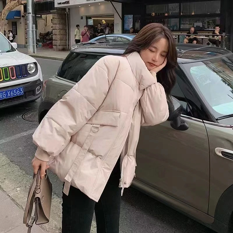 2023新款短款时尚韩版小个子面包服加厚宽松立领冬季外套棉衣女