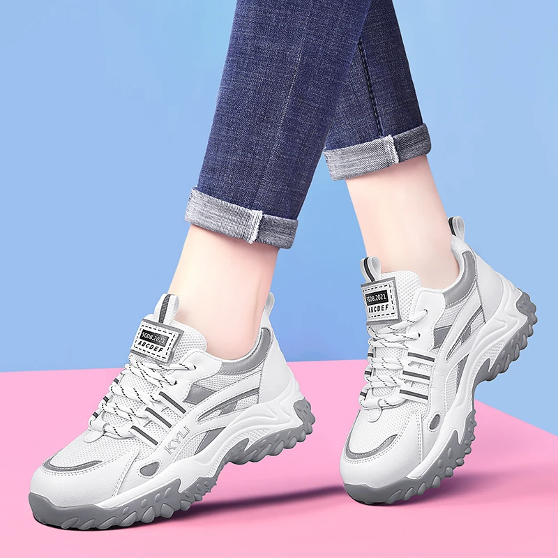 真皮老爹鞋女2025新款春秋季厚底旅游鞋子潮ins女运动健身休闲鞋