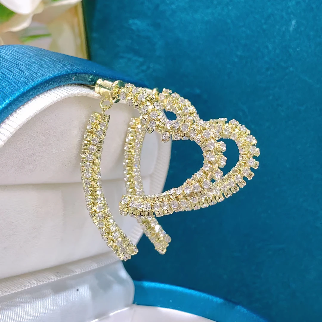 铜合金合成锆石耳饰 FF定制款【双用巴黎爱心】轻奢个性双戴耳环