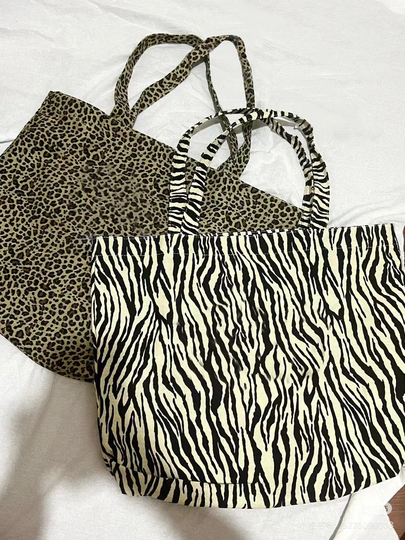 哭的豹纹斑马帆布袋-时尚简约单肩手提包出差出游户外大容量