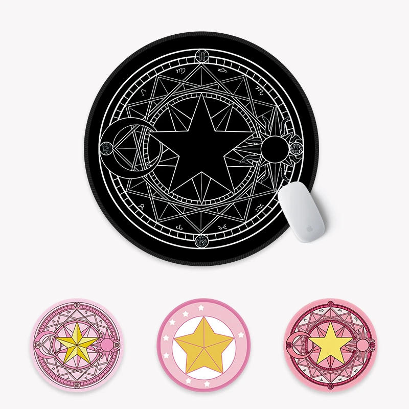 少女魔法盘鼠标垫小号加厚滑鼠垫女生办公护腕垫橡胶布面软垫简约