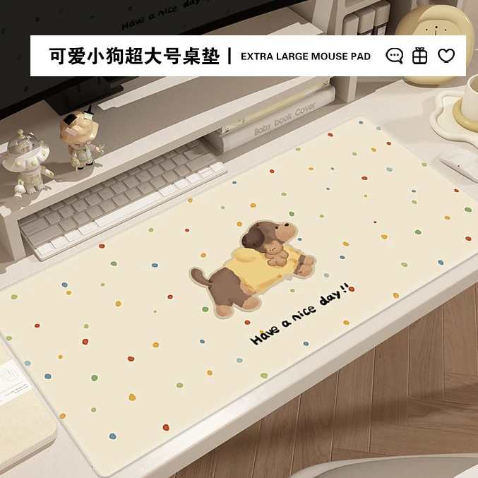 腊肠狗鼠标垫超大彩色波点小狗ins办公电脑键盘桌面防滑家用桌垫