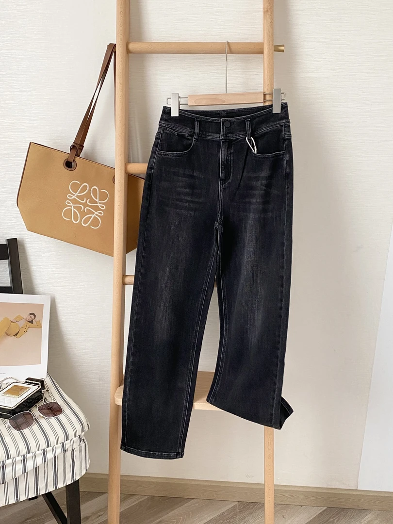 【Hua】158075秋季女款休闲百搭显瘦黑灰牛仔裤直筒裤