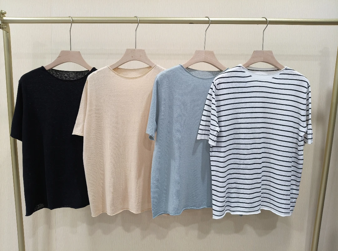 【Hua】2385夏季女款时尚休闲气质百搭简约小众圆领套头T恤