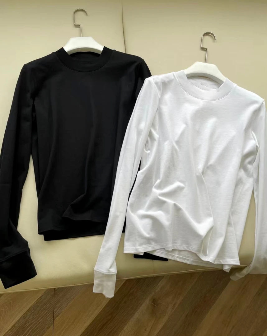 【Hua】X08秋冬季女款百搭纯色半高领长袖T恤打底