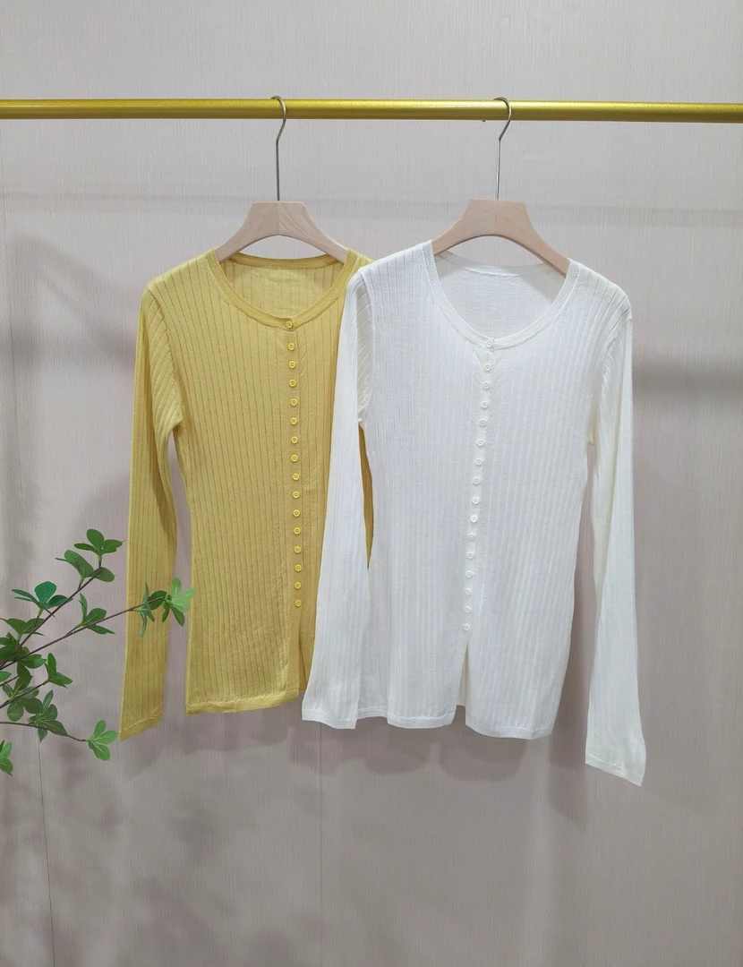 【Hua】0300005 秋冬季女士百搭设计感时尚修身螺纹羊毛针织开衫