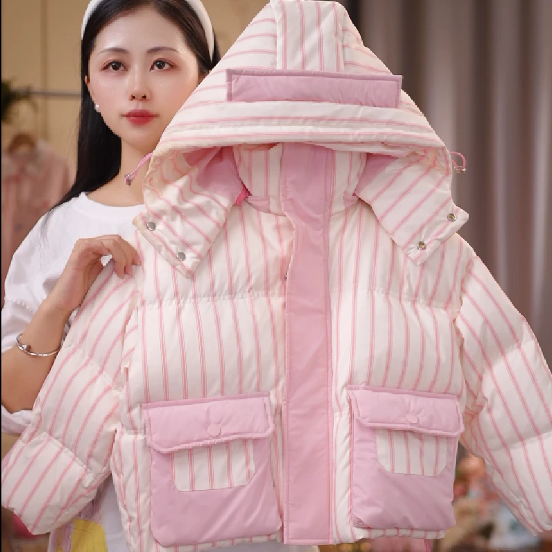 〖ANDI〗儿童羽绒服*订制冬季中大童条纹韩版洋气保暖羽绒服2048