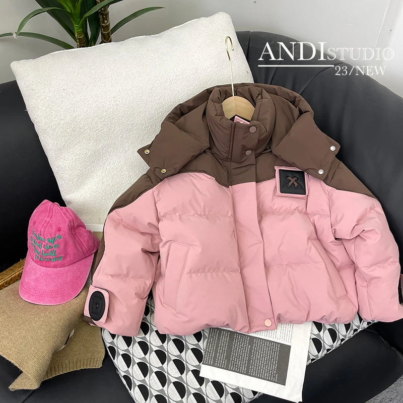 〖ANDI〗儿童羽绒服*订制冬季中大童2023新款拼色连帽羽绒服1999