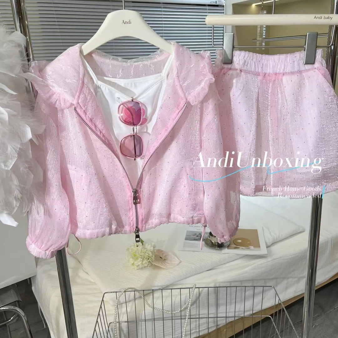 〖ANDI〗订制童装儿童夏季韩版洋气连帽拉链防晒套装2307