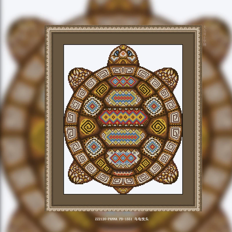 【ZZ2120- 乌龟忱头】【圆形狮子抱枕】十字绣印花2023年新款动物