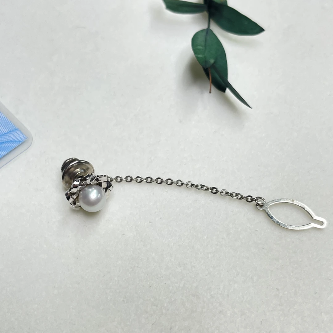全新未使用  【六六中古】孤品7.7mm海水珍珠胸针ad4524
