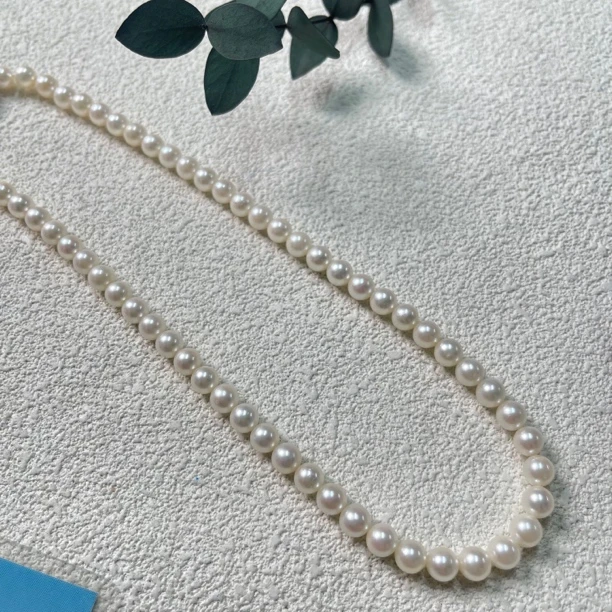 90新  【六六中古】孤品62颗6.5-7mm海水珍珠项链mk235链长42cm