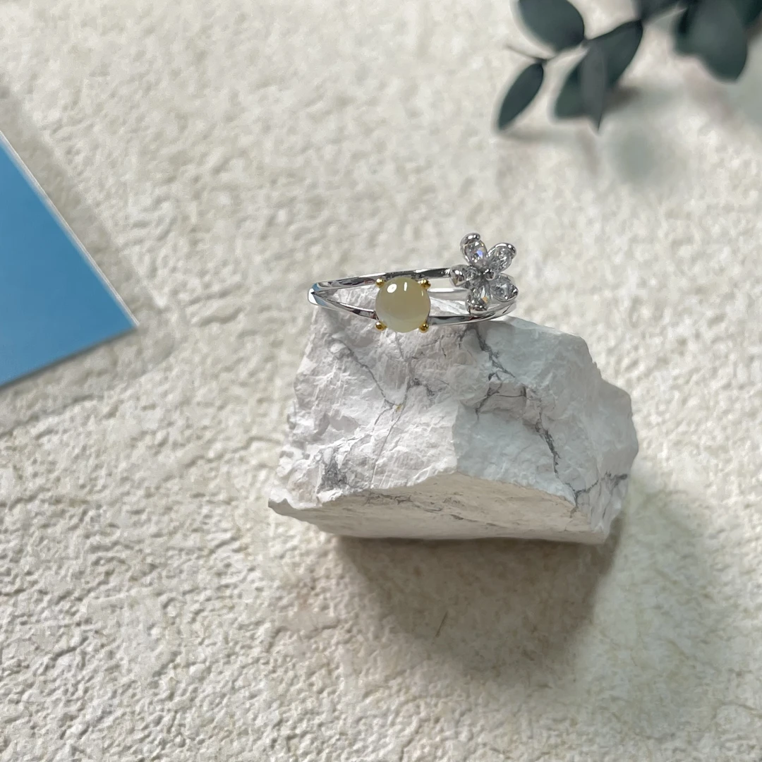 全新未使用  【六六中古】孤品s925猫眼石可调节戒指aj4525