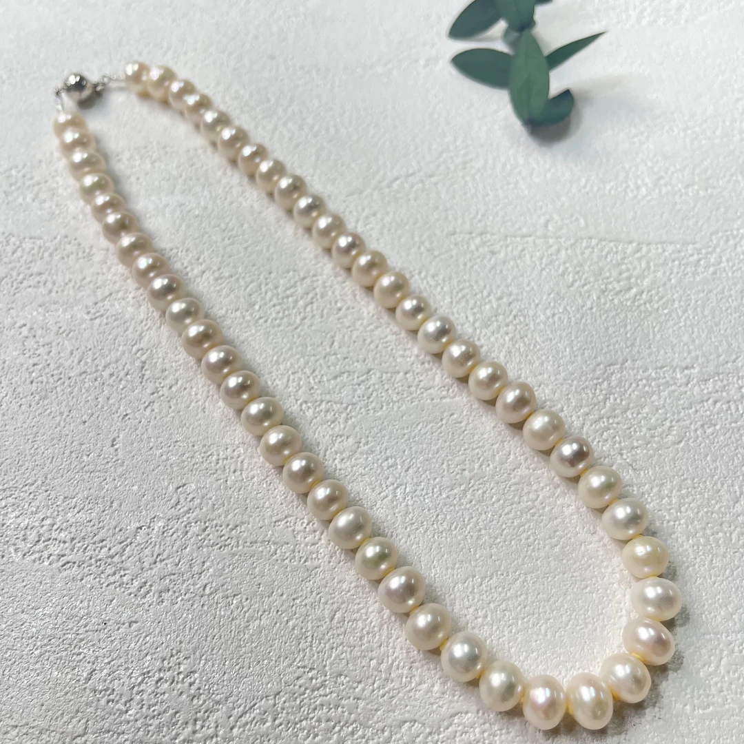 90新  【六六中古】孤品8.6-9.4mm淡水珍珠项链km8260链长42cm