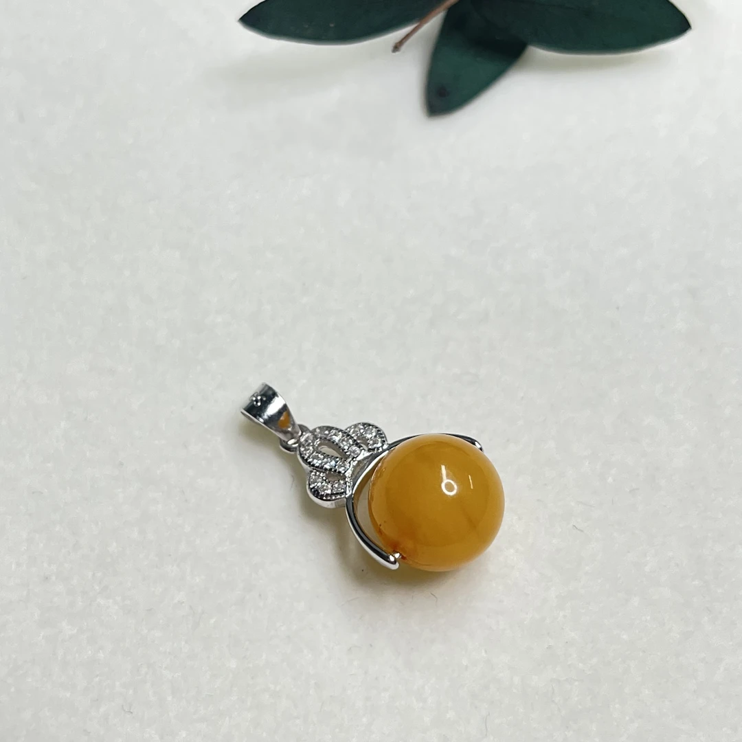 全新未使用  【六六中古】孤品复古s925琥珀吊坠th3504
