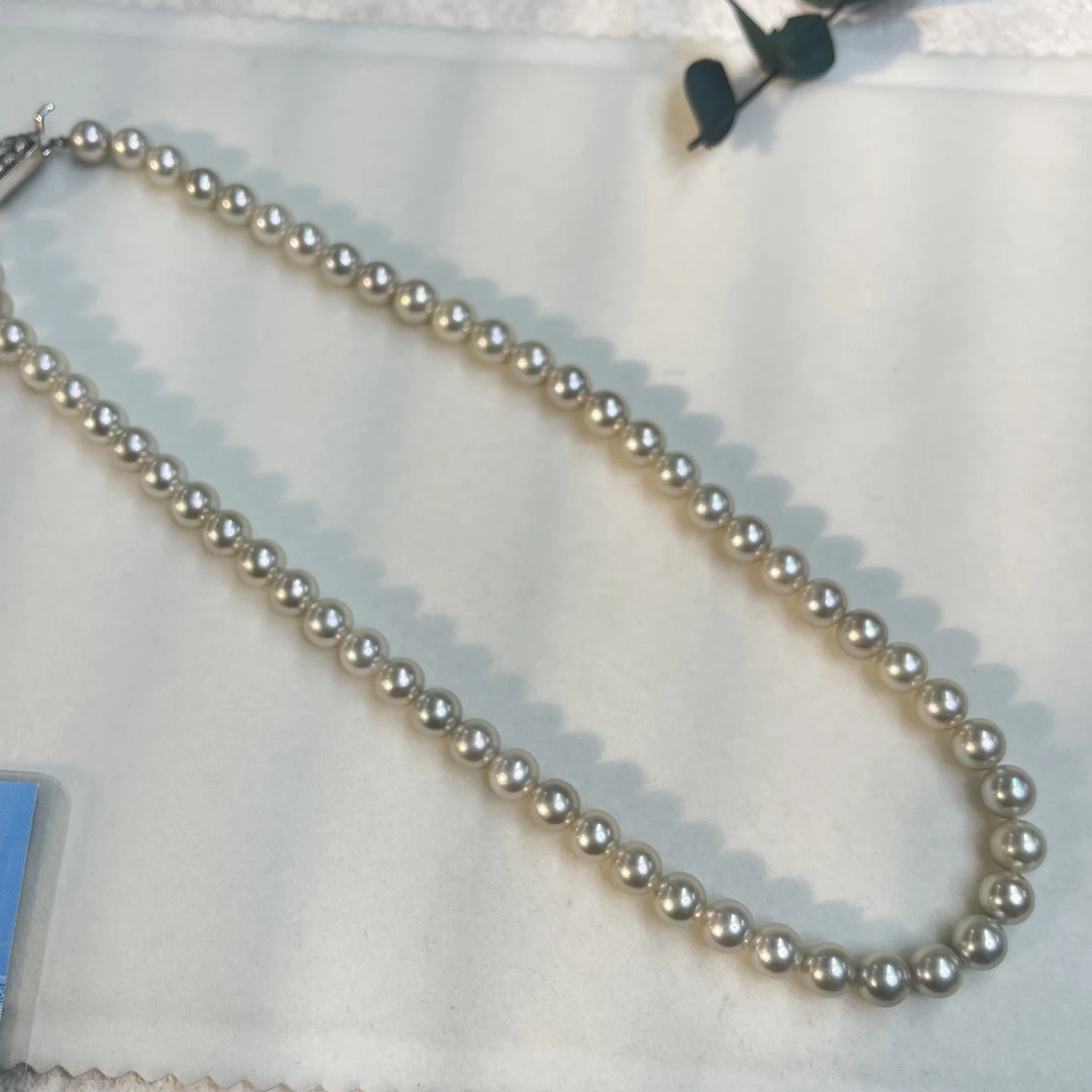全新未使用  【六六中古】孤品7-7.5mm海水珍珠项链aw9127长43cm