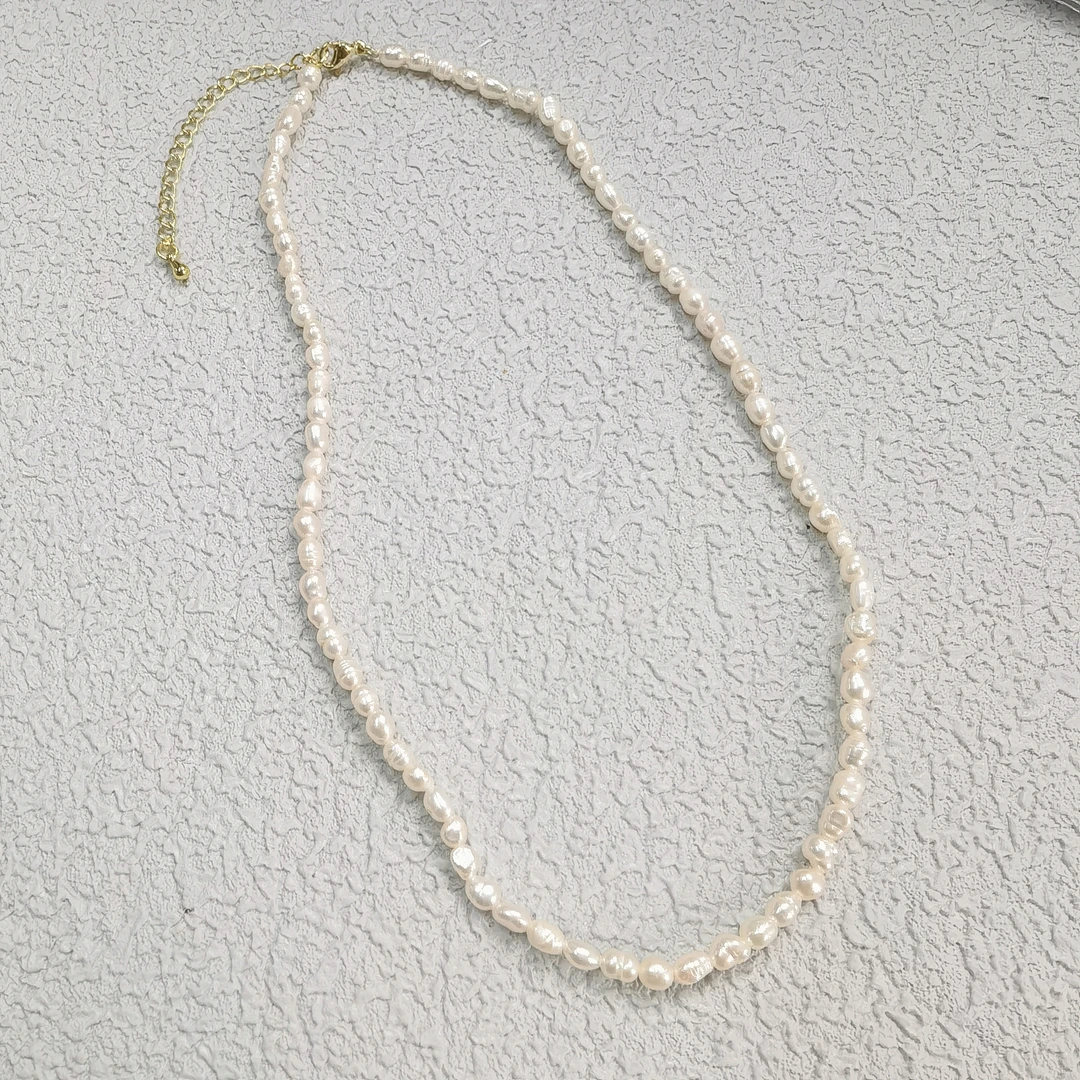 全新未使用  复古淡水珍珠3.5-4mm项链bw598长39-45