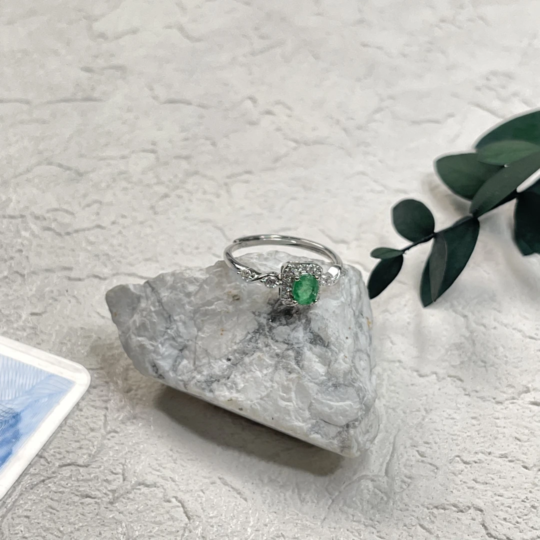 全新未使用  【六六中古】孤品s925祖母绿开口戒指aj4208