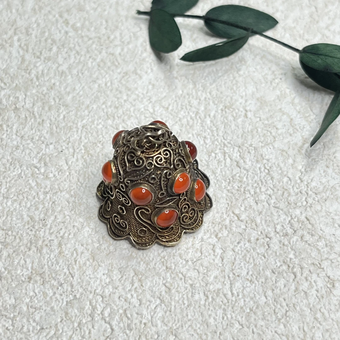 90新  【六六中古】孤品复古玛瑙银吊坠aw8498