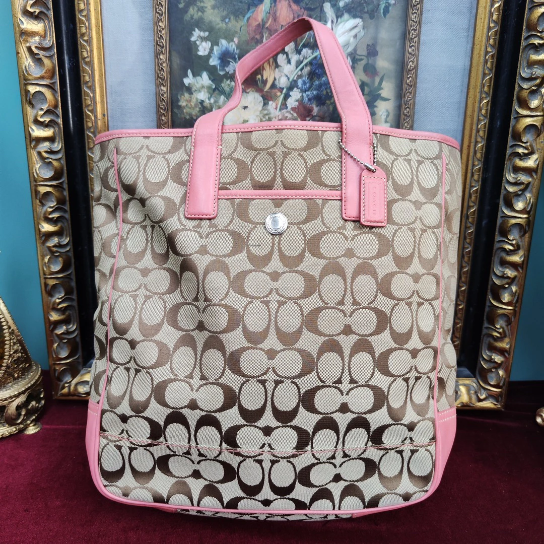 90新 COACH/蔻驰 [六六中古]孤品老花手提包cb148尺寸28*10*32