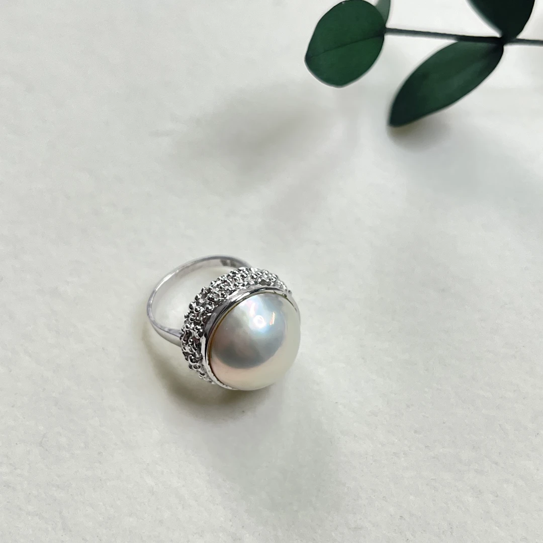 全新未使用  【六六中古】孤品14.6mm马贝珠戒指th2191港10欧49