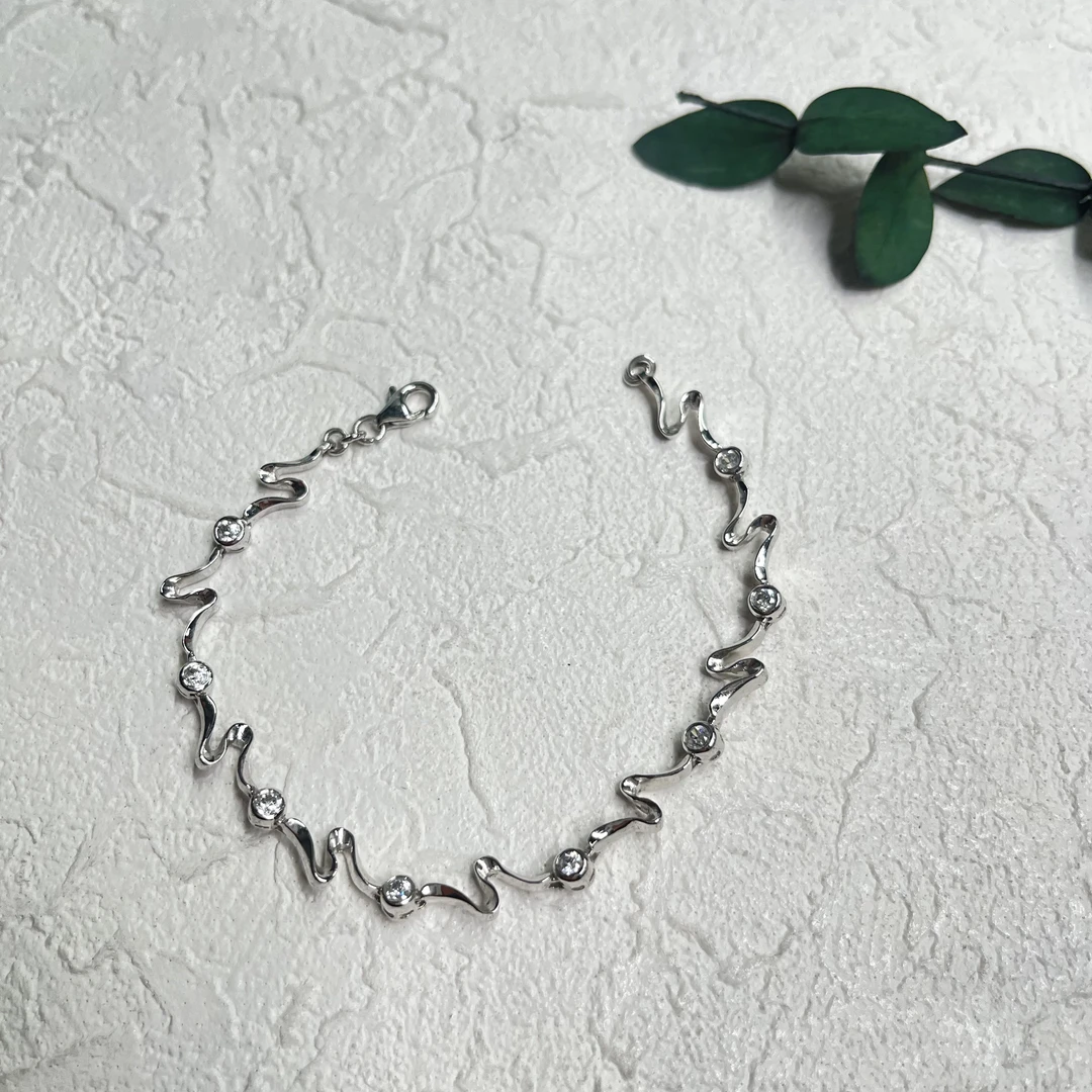 全新未使用  【六六中古】孤品简约银925锆石手链as1442