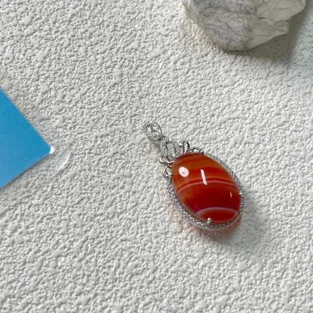 全新未使用  【六六中古】孤品s925玛瑙吊坠aw9870