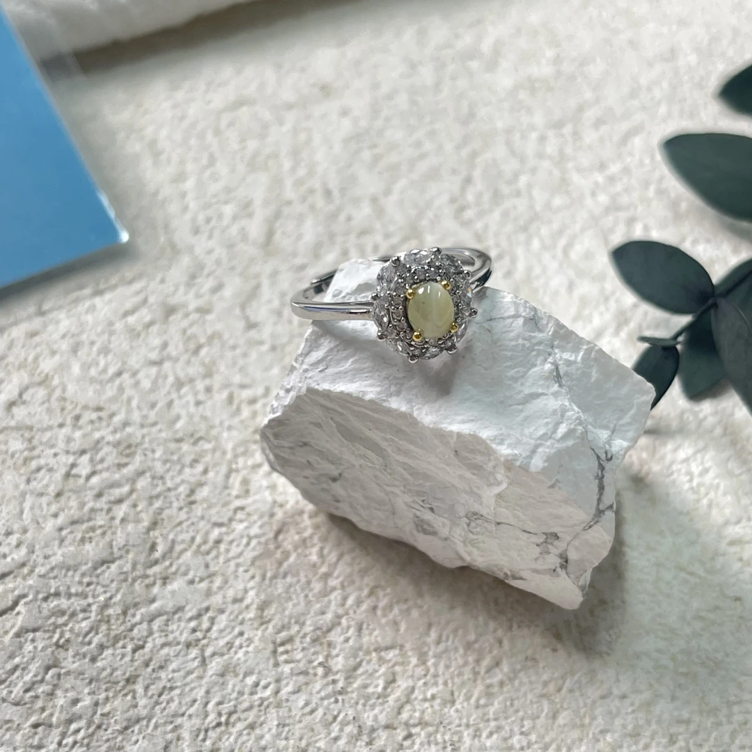 全新未使用  【六六中古】孤品s925猫眼石可调节戒指aj4526