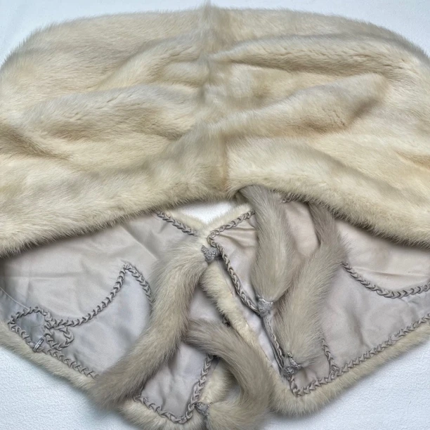 90新  【六六中古】孤品貂毛披肩ay903宽度23-33cm