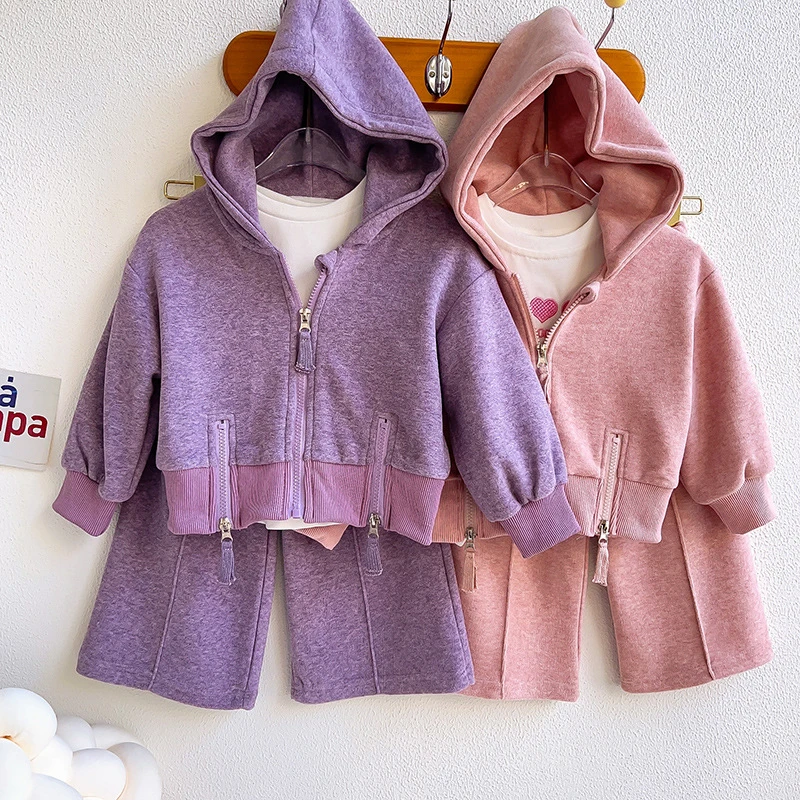 女童连帽外套裤子两件套春秋季2024女宝宝穿搭时髦洋气TQ395