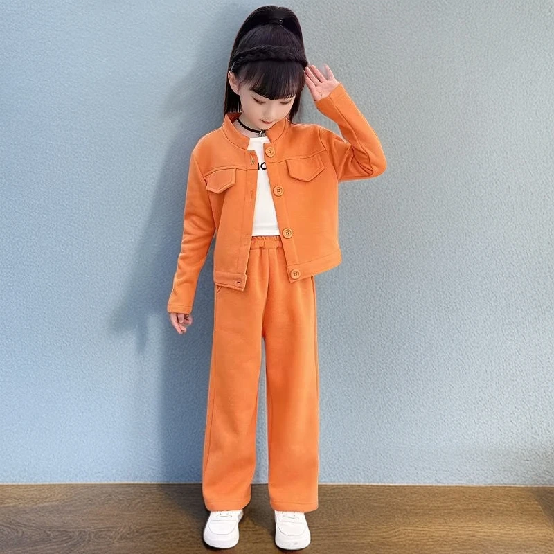 [秋季薄款]女童秋装套装新款女孩高能感时髦儿童春秋运动两件套