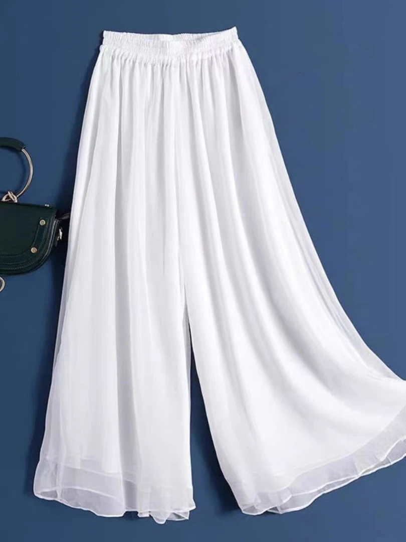 古典舞阔腿裤演出服女飘逸纱裤现代舞练功服冬舞蹈裤女宽松白裤子