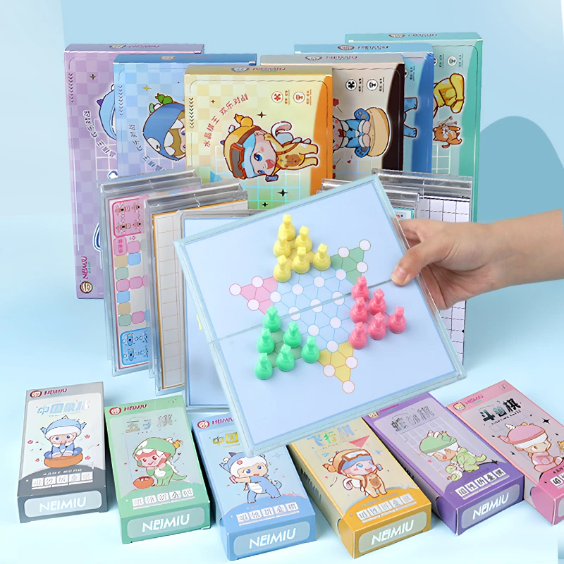 迷你磁吸口袋棋益智跳棋飞行棋小学生亲子五子棋水晶磁石折叠象棋