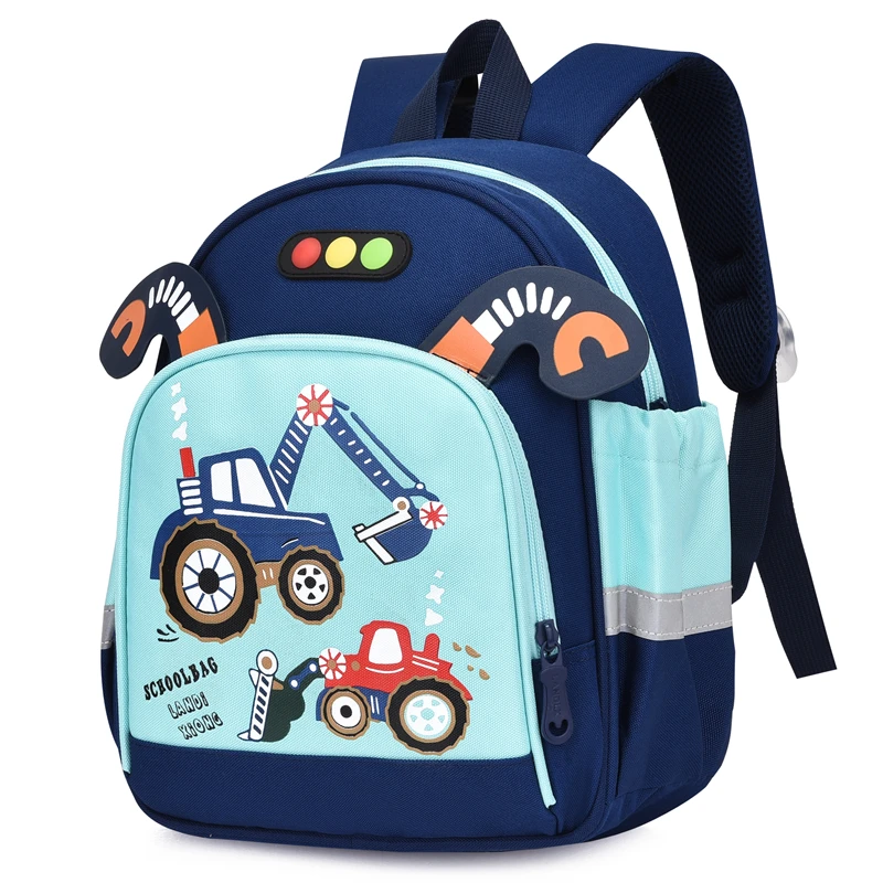 新款男孩工程车挖掘机幼儿园书包女童3-6岁超轻便透气双肩小背包