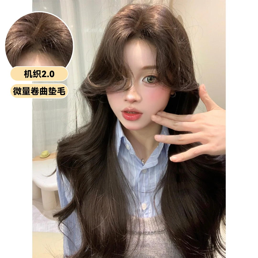 西余假发女中分刘海长卷发lolita修脸网红jk全头套减龄气质修饰