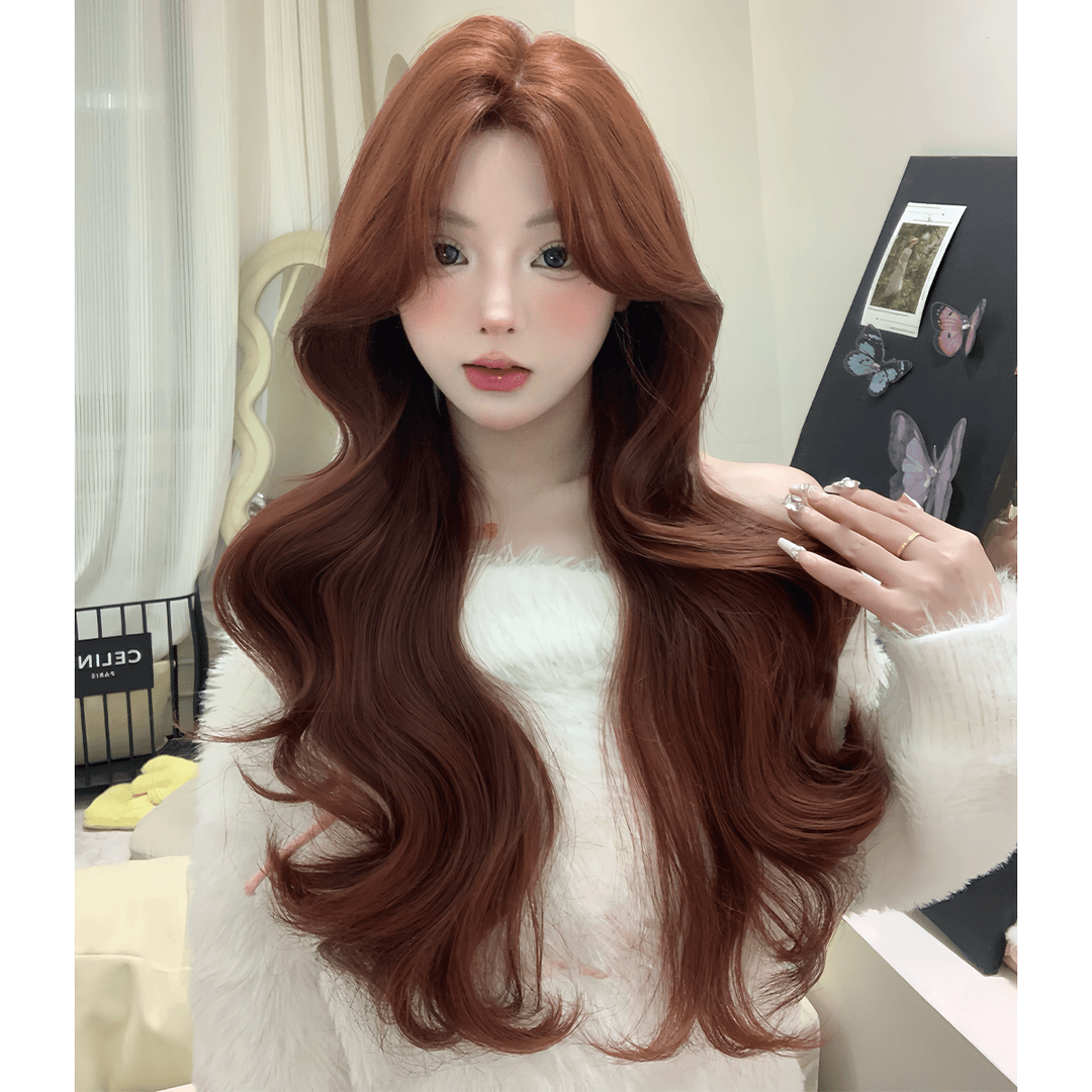 西余假发女手钩前蕾丝中分长卷发均码lolita修脸网红jk全头套