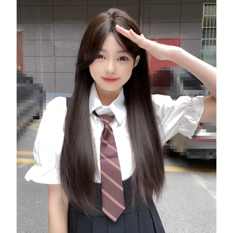假发女长直发网红日常Lolita假发自然逼真齐刘海jk新款全头套