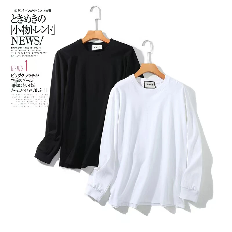 【纯色长袖T】重磅厚棉长袖T 男女同款休闲