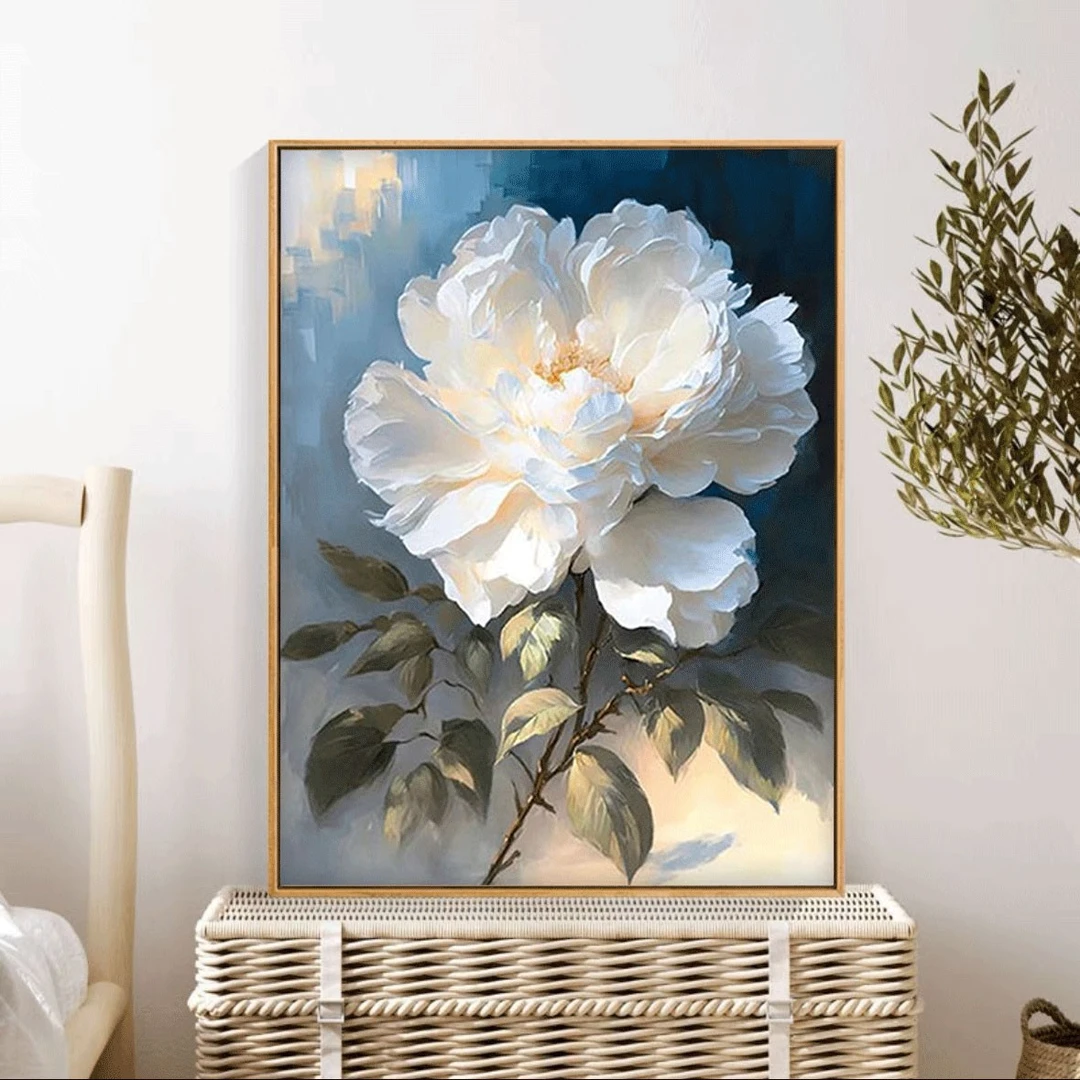 （复古山茶花）唯美治愈花卉系列diy数字油画手工填色丙烯油画